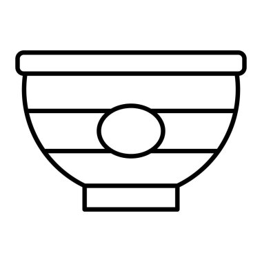 Plastik Kase Simgesi, Basit Siyah ve Beyaz Vektör İllüstrasyonu