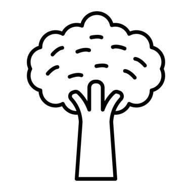 Ağaç Simgesi, Basit Siyah ve Beyaz Vektör İllüstrasyonu