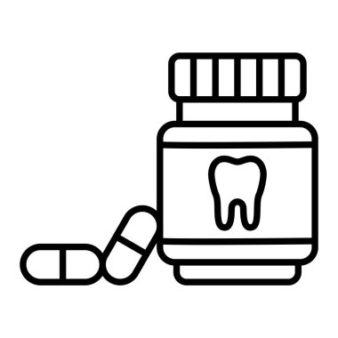 İlaç Simgesi, Basit Siyah ve Beyaz Vektör İllüstrasyonu