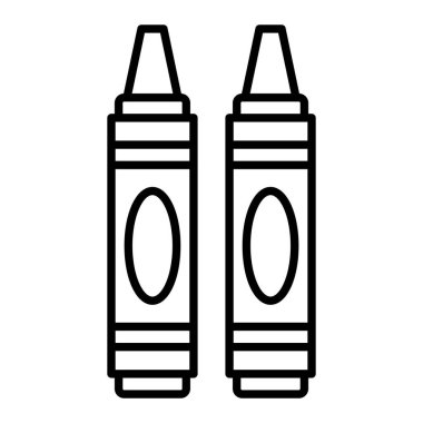 Pastel Boya Simgesi, Basit Siyah ve Beyaz Vektör İllüstrasyonu