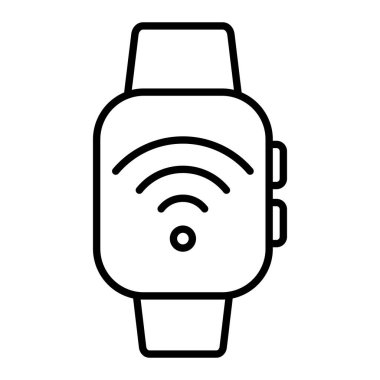 Akıllı Saat Simgesi, Basit Siyah ve Beyaz Vektör İllüstrasyonu