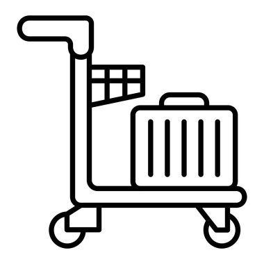 Trolley Simgesi, Basit Siyah ve Beyaz Vektör İllüstrasyonu