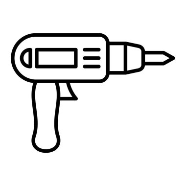 Matkap Simgesi, Basit Siyah ve Beyaz Vektör İllüstrasyonu