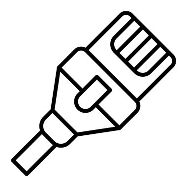 Ethernet Simgesi, Basit Siyah ve Beyaz Vektör İllüstrasyonu