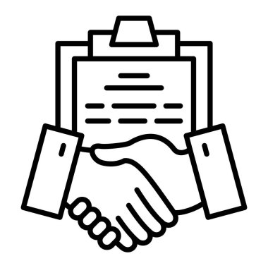 Anlaşma çizgisi simgesi, Basit Siyah ve Beyaz Vektör İllüstrasyonu