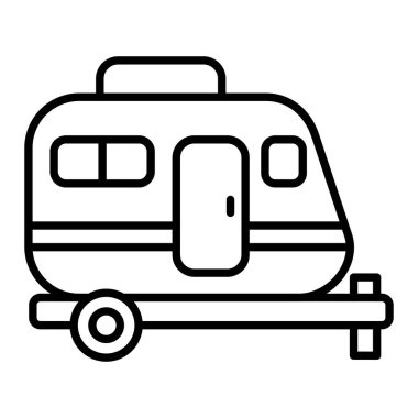 Karavan Simgesi, Basit Siyah ve Beyaz Vektör İllüstrasyonu