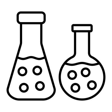 Erlenmeyer Simgesi, Basit Siyah ve Beyaz Vektör İllüstrasyonu