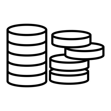 Madeni Para Simgesi, Basit Siyah ve Beyaz Vektör İllüstrasyonu