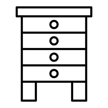 Çekmeceler Simgesi, Basit Siyah ve Beyaz Vektör İllüstrasyonu