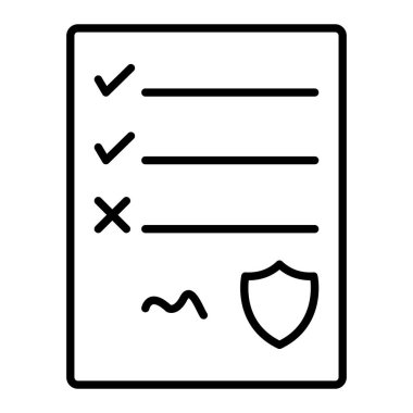 Belge Simgesi, Basit Siyah ve Beyaz Vektör İllüstrasyonu