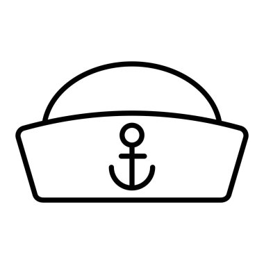 Sailor Cap Simgesi, Basit Siyah ve Beyaz Vektör İllüstrasyonu
