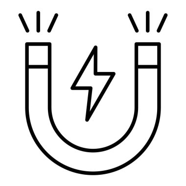 Mıknatıs Simgesi, Basit Siyah ve Beyaz Vektör İllüstrasyonu