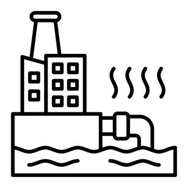 Fabrika Atık Çizgisi simgesi, Basit Siyah ve Beyaz Vektör İllüstrasyonu