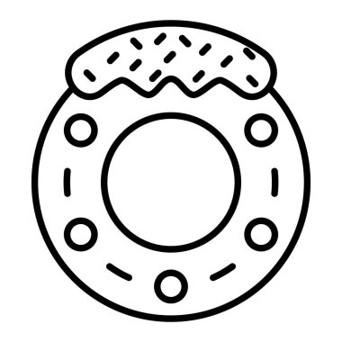 Donut Simgesi, Basit Siyah ve Beyaz Vektör İllüstrasyonu