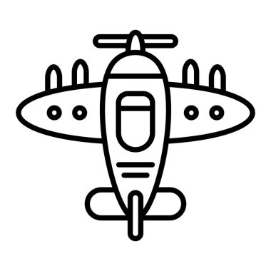 Düzlem Simgesi, Basit Siyah ve Beyaz Vektör İllüstrasyonu