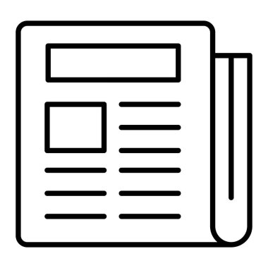 Gazete Simgesi, Basit Siyah ve Beyaz Vektör İllüstrasyonu