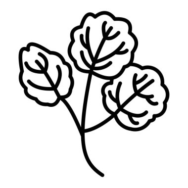 Watercress Simgesi, Basit Siyah ve Beyaz Vektör İllüstrasyonu