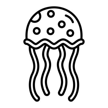 Jellyfish Icon, Simple Black And White Vector Illustration clipart