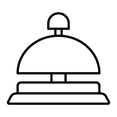 Otel Çanı Simgesi, Basit Siyah ve Beyaz Vektör İllüstrasyonu