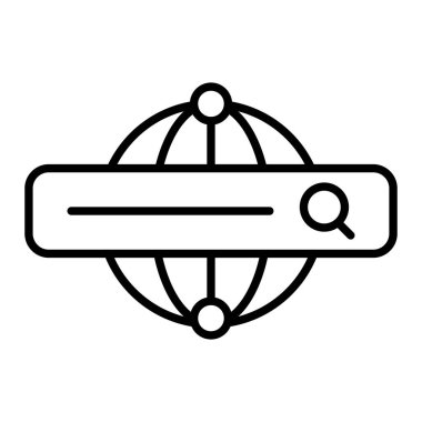 Web Simgesi, Basit Siyah ve Beyaz Vektör İllüstrasyonu