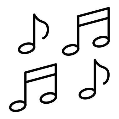 Müzikal Not Çizgisi simgesi, Basit Siyah ve Beyaz Vektör İllüstrasyonu