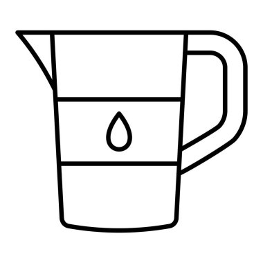 Jug Simgesi, Basit Siyah ve Beyaz Vektör İllüstrasyonu