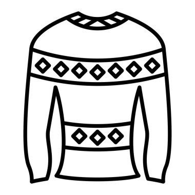 Süveter Simgesi, Basit Siyah ve Beyaz Vektör İllüstrasyonu