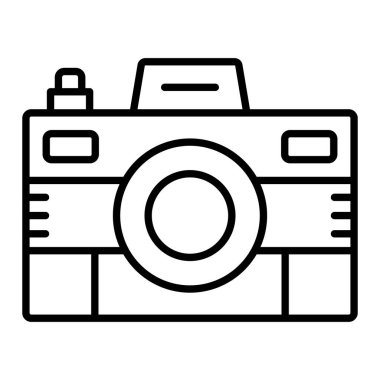 Kamera Simgesi, Basit Siyah ve Beyaz Vektör İllüstrasyonu