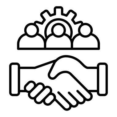 İşbirliği çizgisi simgesi, Basit Siyah ve Beyaz Vektör İllüstrasyonu