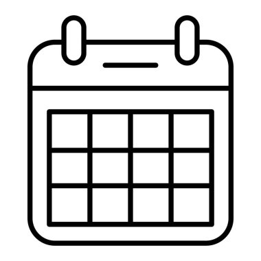 Takvim Simgesi, Basit Siyah ve Beyaz Vektör İllüstrasyonu