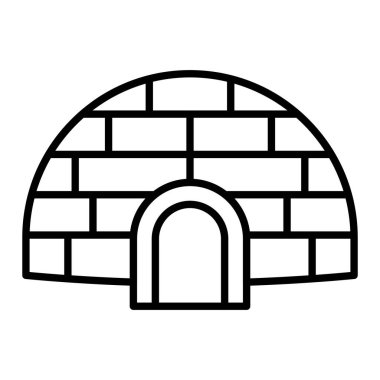 Igloo Simgesi, Basit Siyah ve Beyaz Vektör İllüstrasyonu