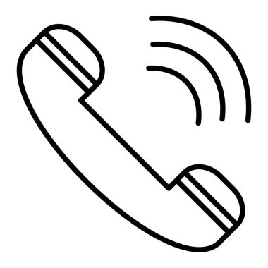 Telefon Simgesi, Basit Siyah ve Beyaz Vektör İllüstrasyonu