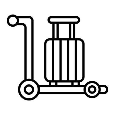 Havaalanı Araç Simgesi, Basit Siyah ve Beyaz Vektör İllüstrasyonu