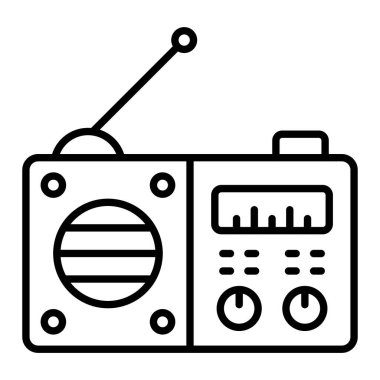 Radyo Simgesi, Basit Siyah ve Beyaz Vektör İllüstrasyonu