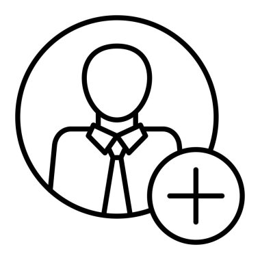 Kullanıcı satırı simgesi ekle, Basit Siyah ve Beyaz Vektör İllüstrasyonu