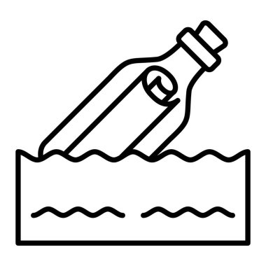 İleti Şişe Simgesi, Basit Siyah ve Beyaz Vektör İllüstrasyonu