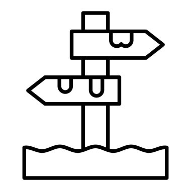 Yönlendirme İşareti Simgesi, Basit Siyah ve Beyaz Vektör İllüstrasyonu