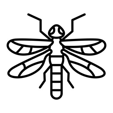 Ejder Sineği Simgesi, Basit Siyah ve Beyaz Vektör İllüstrasyonu