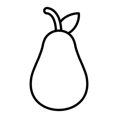 Avokado Simgesi, Basit Siyah ve Beyaz Vektör İllüstrasyonu