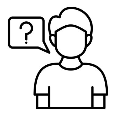 Karışıklık Simgesi, Basit Siyah ve Beyaz Vektör İllüstrasyonu