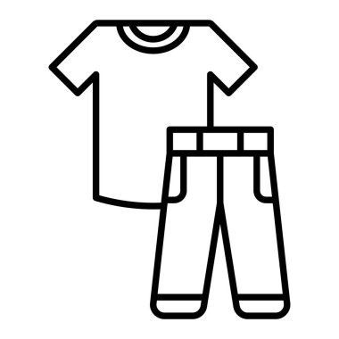 Giysi Simgesi, Basit Siyah ve Beyaz Vektör İllüstrasyonu