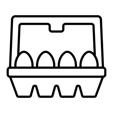 Yumurta çizgisi simgesi, Basit Siyah ve Beyaz Vektör İllüstrasyonu