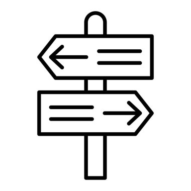 Yol İşareti Simgesi, Basit Siyah ve Beyaz Vektör İllüstrasyonu