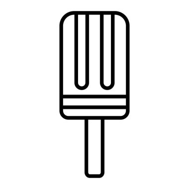 Dondurma Şekeri Simgesi, Basit Siyah ve Beyaz Vektör İllüstrasyonu