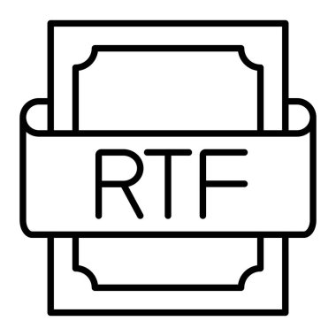 Rtf Simgesi, Basit Siyah ve Beyaz Vektör İllüstrasyonu