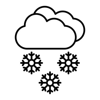 Kar Fırtınası Simgesi, Basit Siyah ve Beyaz Vektör İllüstrasyonu