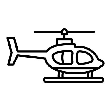 Helikopter Simgesi, Basit Siyah ve Beyaz Vektör İllüstrasyonu