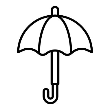 şemsiye çizgisi simgesi, basit siyah ve beyaz vektör illüstrasyonu