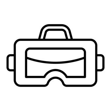 Vr Gözlük Simgesi, Basit Siyah ve Beyaz Vektör İllüstrasyonu