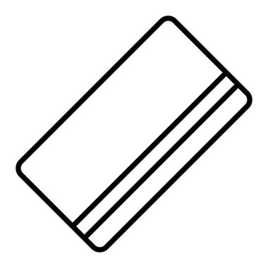 ATM Kart Simgesi, Basit Siyah ve Beyaz Vektör İllüstrasyonu